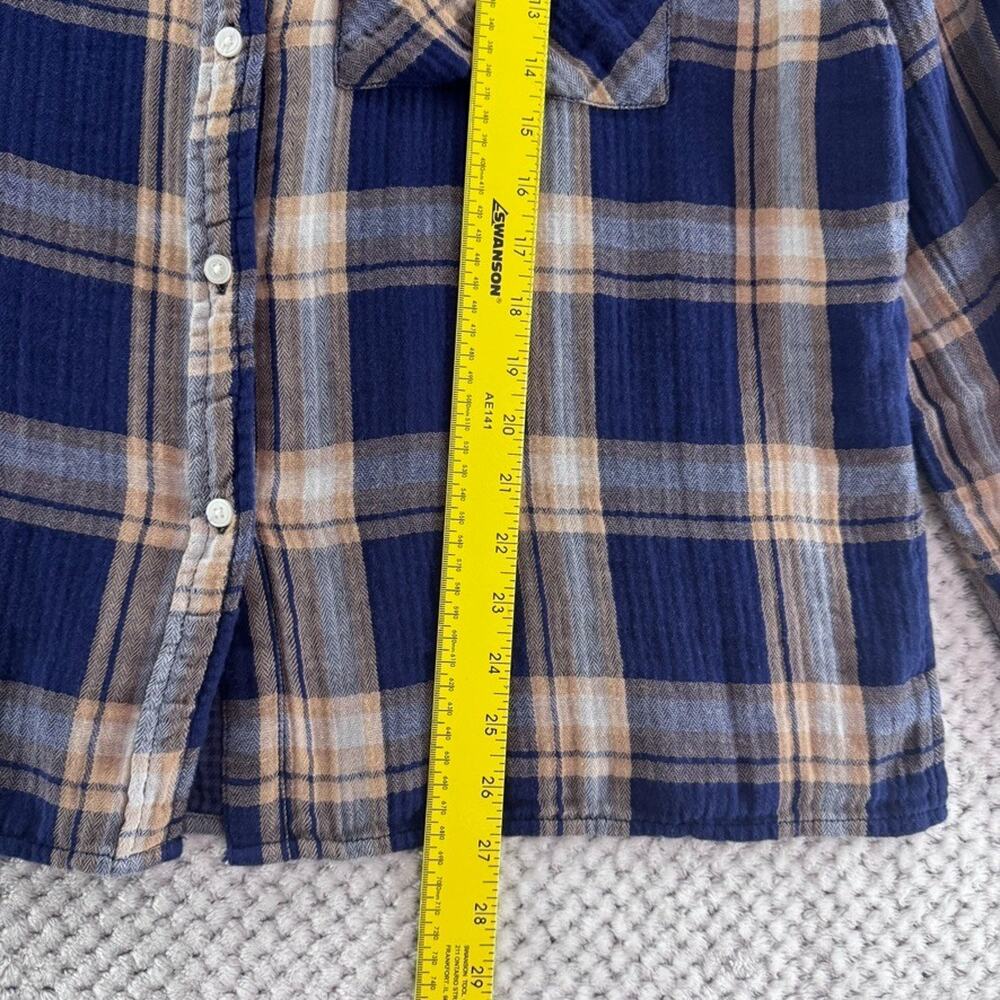 aerie Plaid Flannel Shirt Womens M Blue 90s Grunge Cabincore Outdoors - Picture 10 of 13